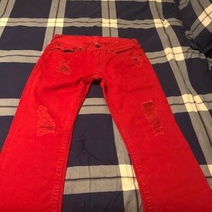 True religion distressed jeans Red